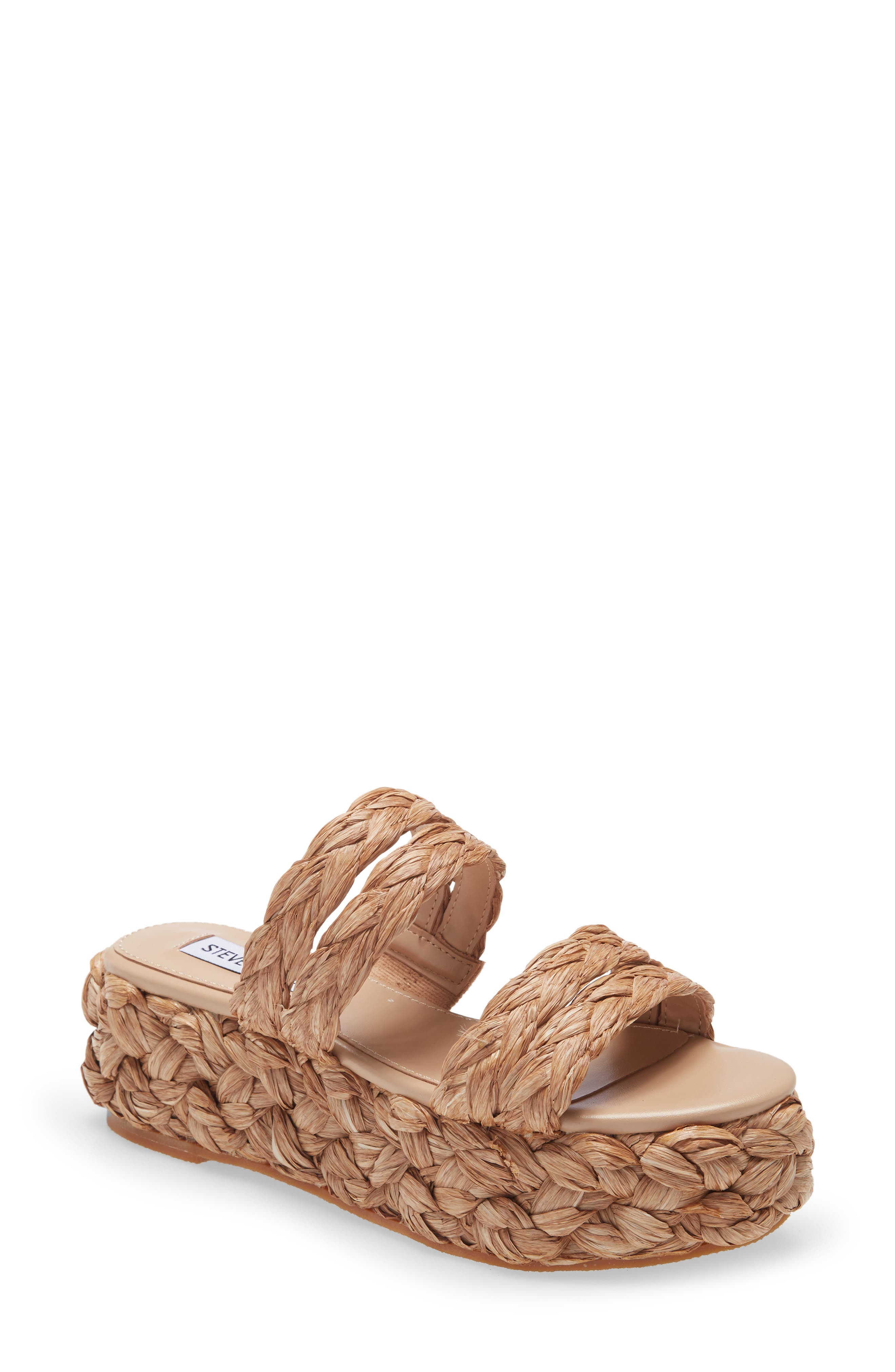 Cannes Platform Espadrille Slide Sandal, Main, color, DARK NATURAL