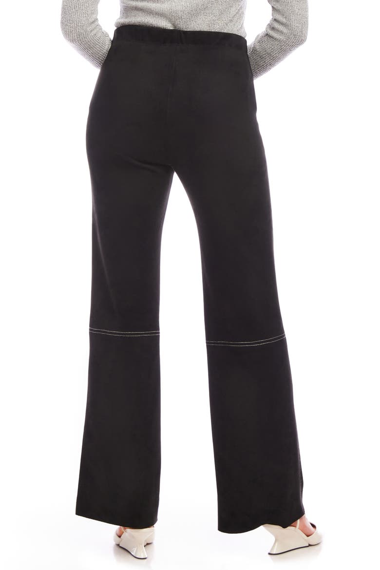 Contrast Stitch Stretch Faux Suede Wide Leg Pants, Alternate, color, BLACK