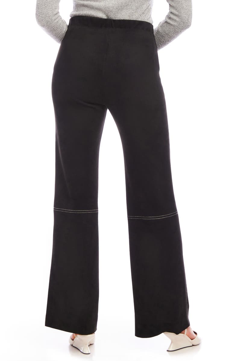 Karen Kane Contrast Stitch Stretch Faux Suede Wide Leg Pants, Alternate, color, 