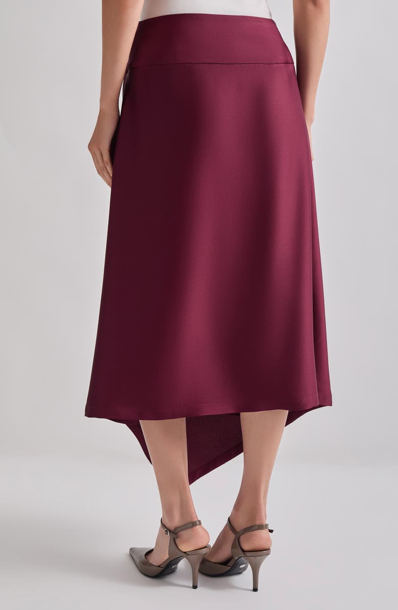Misook Asymmetric Crêpe de Chine Midi Skirt, Alternate, color,