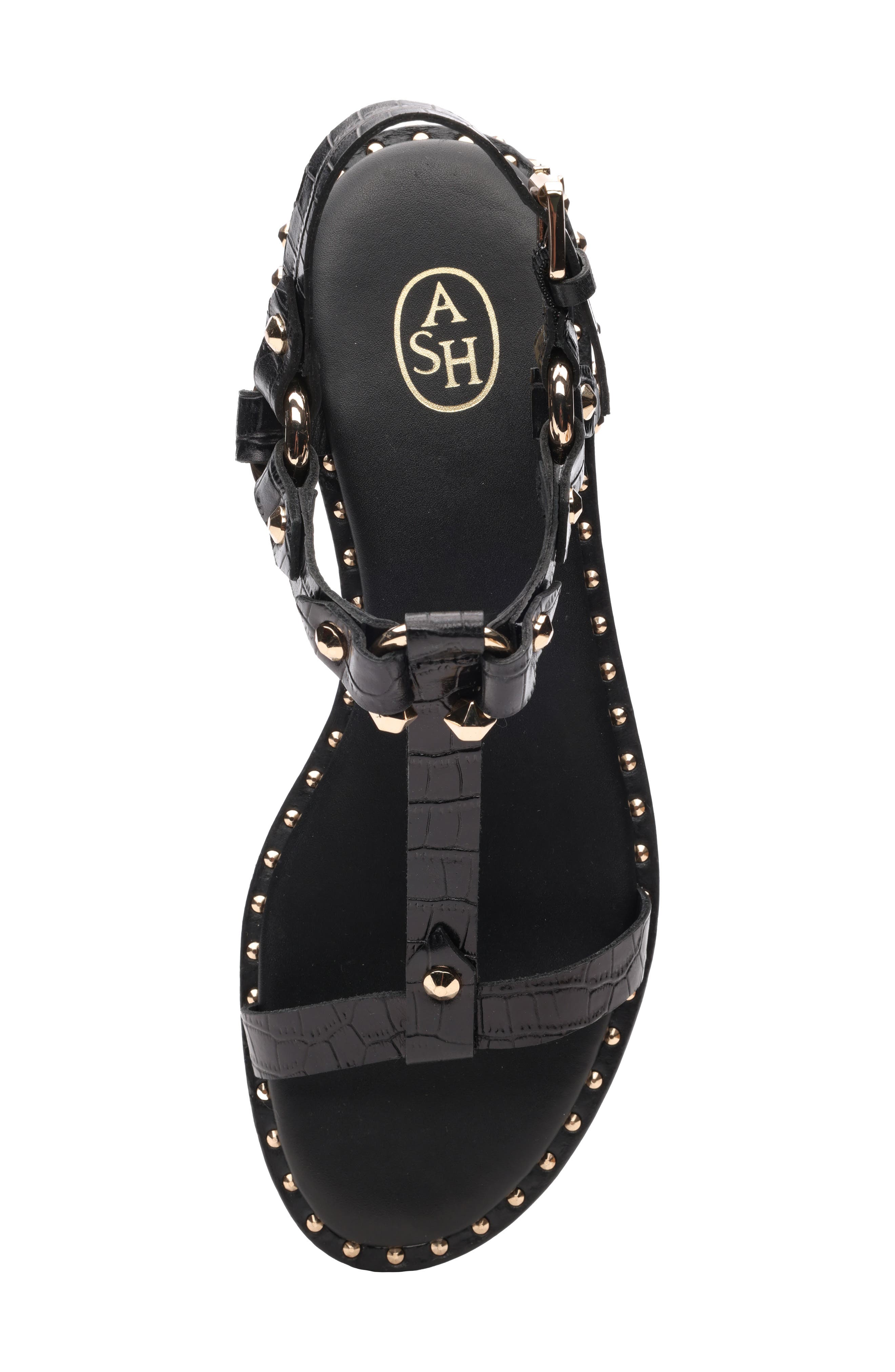 Patsy Stud Ankle Strap Sandal, Alternate, color, BLACK