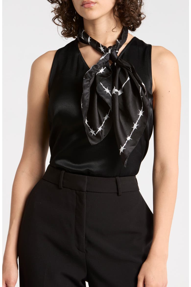 Barbed Wire Heart Silk Scarf, Main, color, BLACK