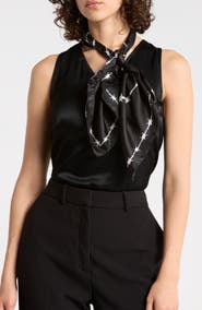 AllSaints Barbed Wire Heart Silk Scarf