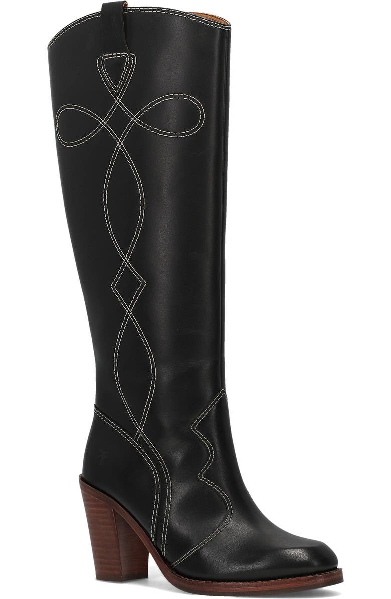 Frye Corinne Knee High Western Boot, Main, color, Black