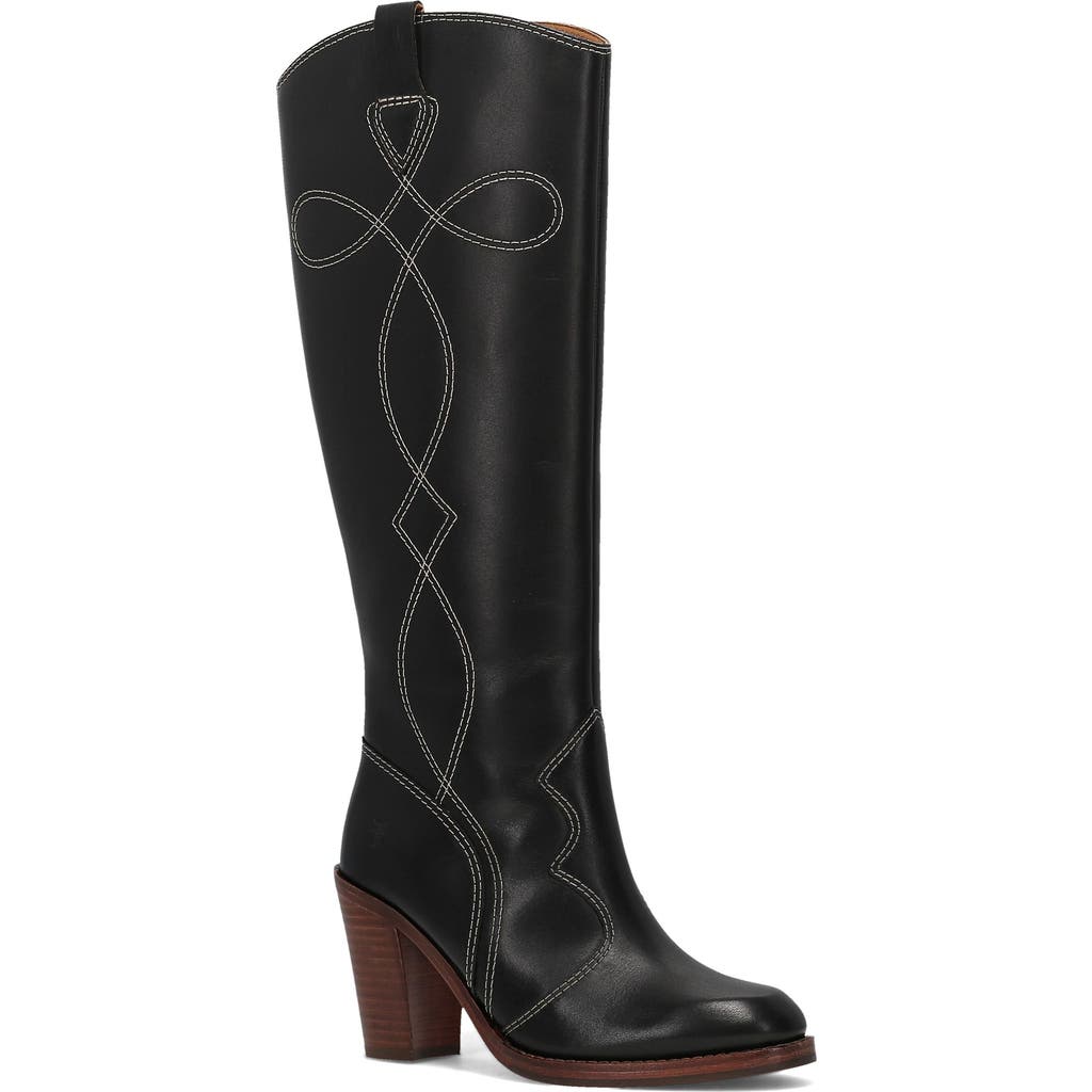 Frye Corinne Knee High Western Boot In Black