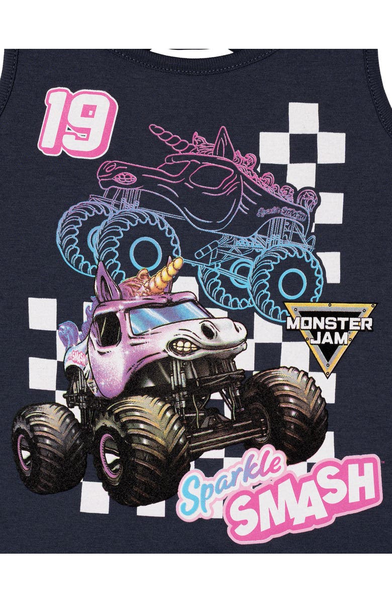 Monster Jam Sparkle Smash Athletic 2-Piece Tank Top and Shorts Set, Alternate, color, Grey Sparkle Smash