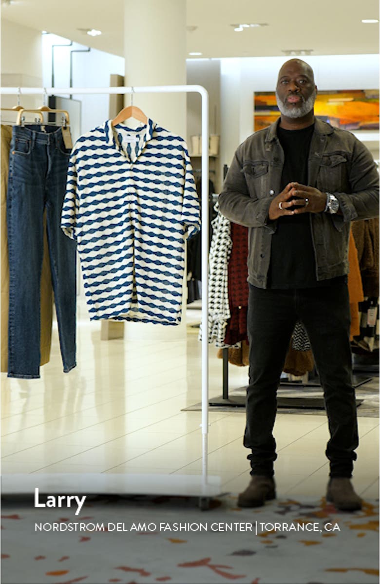 Wavy Stripe Crochet Button-Up Camp Shirt, sales video thumbnail