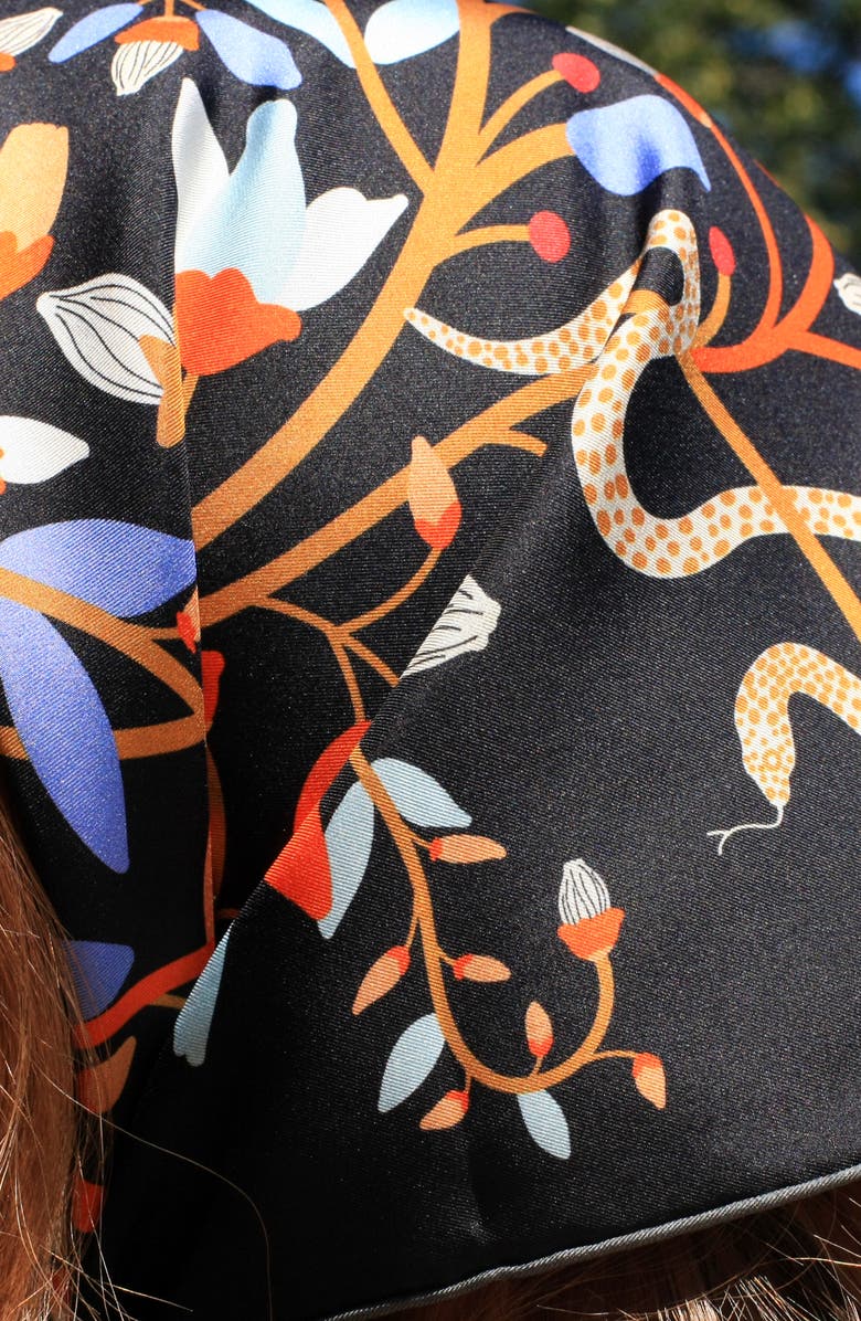 Jessie Zhao New York Double Sided Silk Scarf Of Night's Enchanted Garden, Alternate, color,