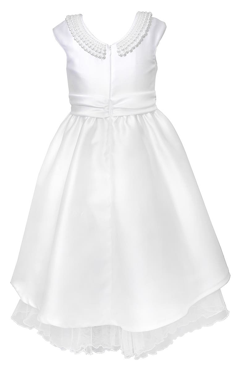 GERSON & GERSON Cascade High-Low First Communion Dress, Alternate, color, 