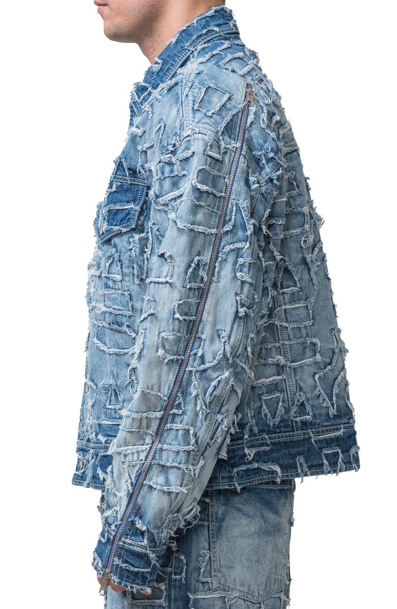 AlphaStyle Alida Burnout Denim Jacket, Alternate, color, Blue