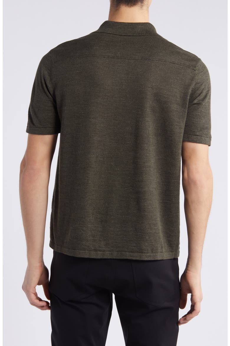 Irving Solid Short Sleeve Linen Button-Up Shirt, Alternate, color, DARK OLIVE
