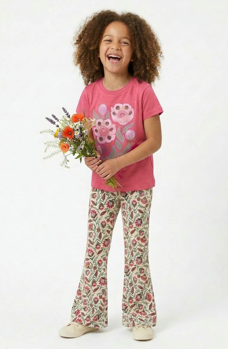 Mightly Organic Cotton Girls Short Sleeve Graphic T-Shirt 2-pack, Alternate, color, Blush And Bloom