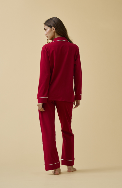 Kip. Kip Luxe Stretch Cotton Pajama Set In Red