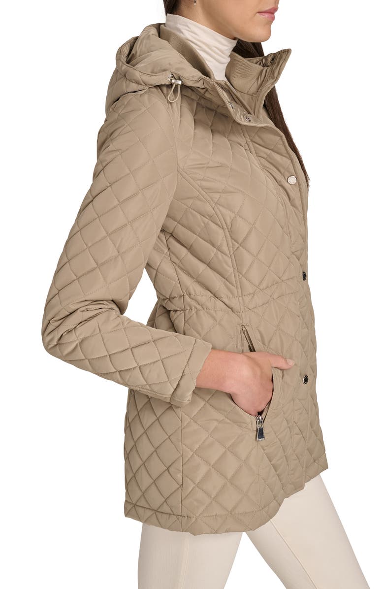 Calvin Klein Diamond Quilted Hooded Jacket, Alternate, color, Birch