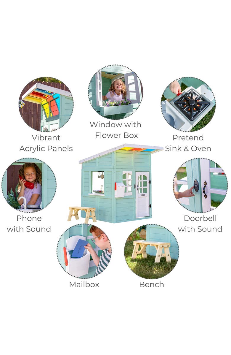 Teamson Kids Rainbow Shade Wooden Play House, Alternate, color, Mint