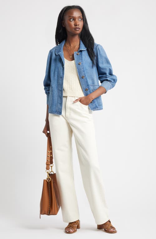 Treasure & Bond Peter Pan Collar Denim Jacket In Blue