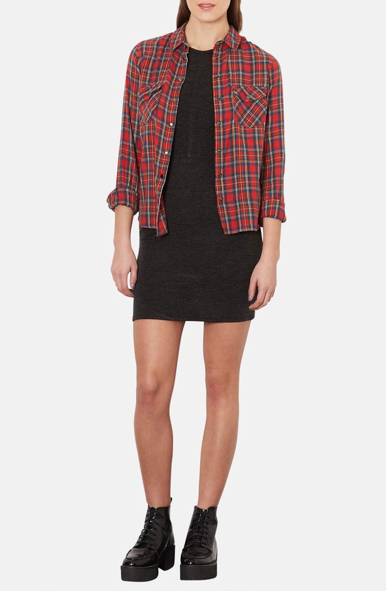 Topshop Body-Con Tank Dress, Alternate, color, Grey