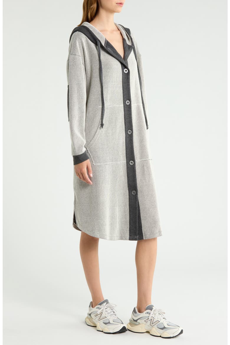 Tomorrows Ribbed Cotton Blend Longline Hoodie, Alternate, color, DARK HEATHER GREY CO