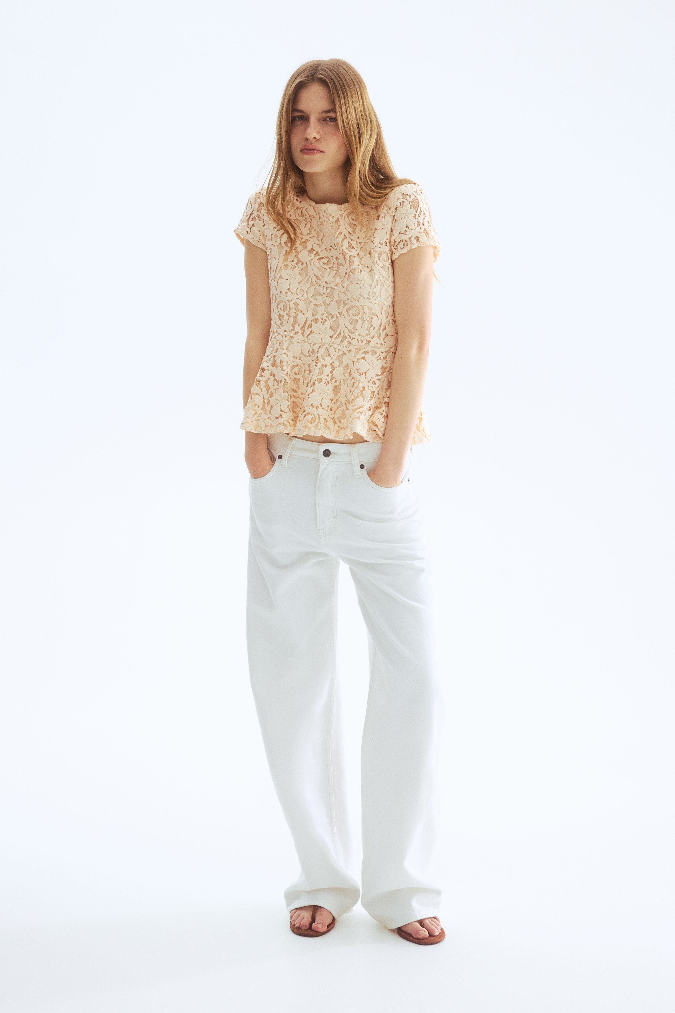 Crochet-look Peplum Top - image 2