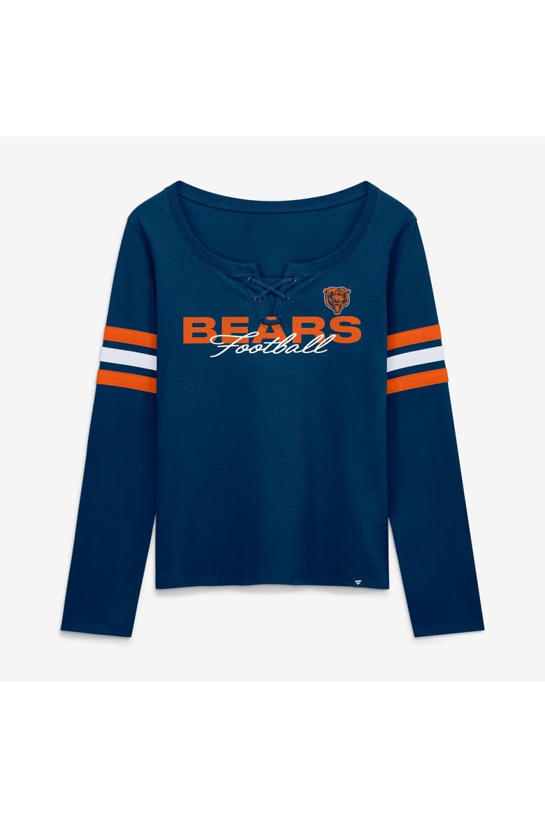 Women's Fanatics  Navy Chicago Bears Team First Coverage Scheme Lace-Up Long Sleeve T-Shirt, Main, color, Navy
