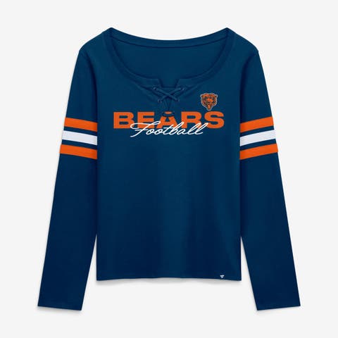 Women's Fanatics  Navy Chicago Bears Team First Coverage Scheme Lace-Up Long Sleeve T-Shirt