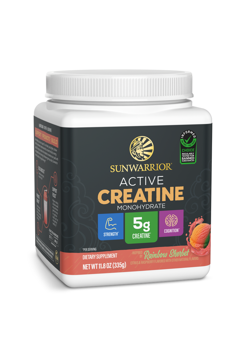 Active Creatine Monohydrate Powder, Rainbow Sherbet, 335g, Main, color, No Color