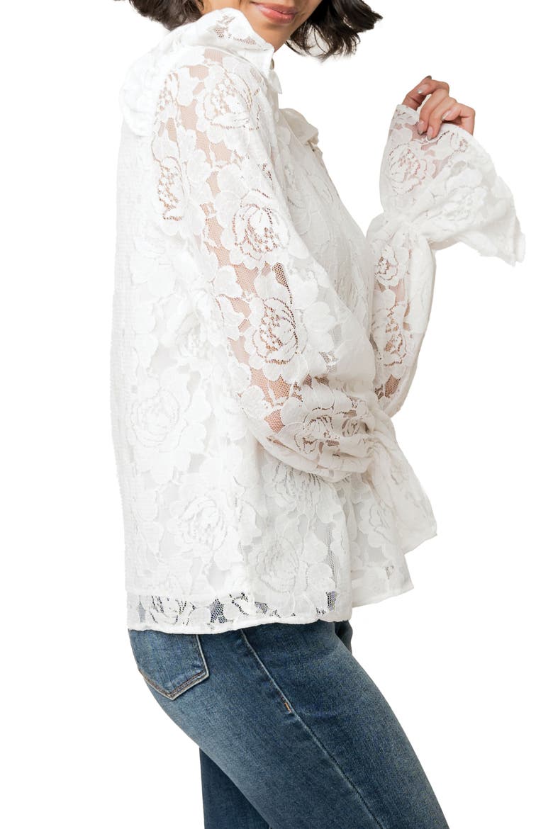 Ruffle Lace Top, Alternate, color, IVORY