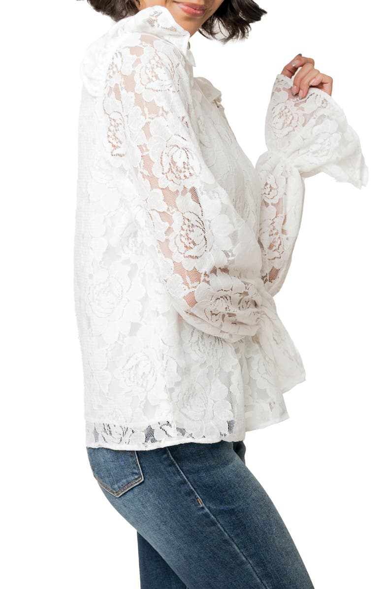 GIBSONLOOK Ruffle Lace Top, Alternate, color, Ivory