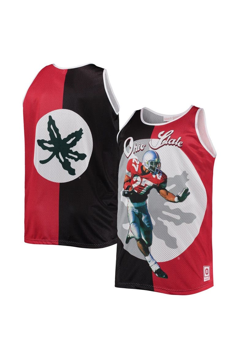 Men's Mitchell & Ness Eddie George Black/Scarlet Ohio State Buckeyes Sublimated Player Big & Tall Tank Top, Main, color, Black