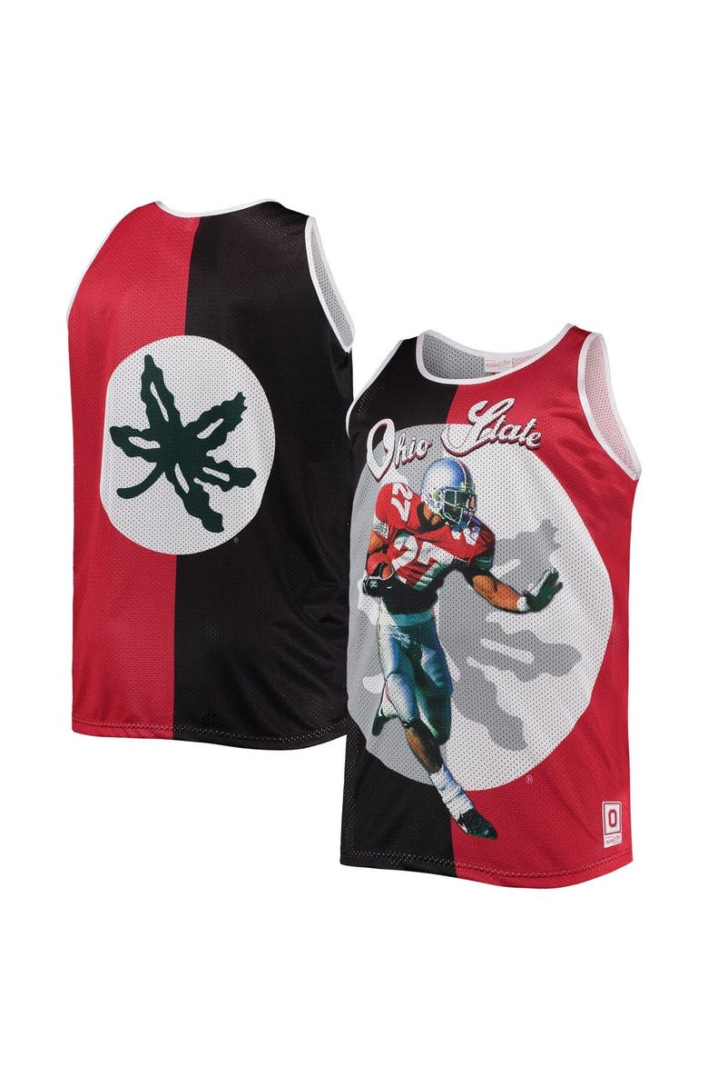 Mitchell & Ness Men's Mitchell & Ness Eddie George Black/Scarlet Ohio State Buckeyes Sublimated Player Big & Tall Tank Top, Main, color, 