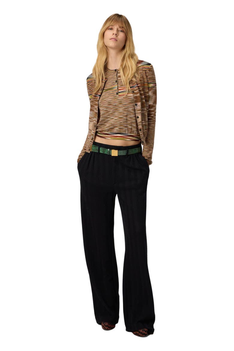 Short Crew Neck Cardigan In Smooth Flame Knit, Main, color, Multicoloured