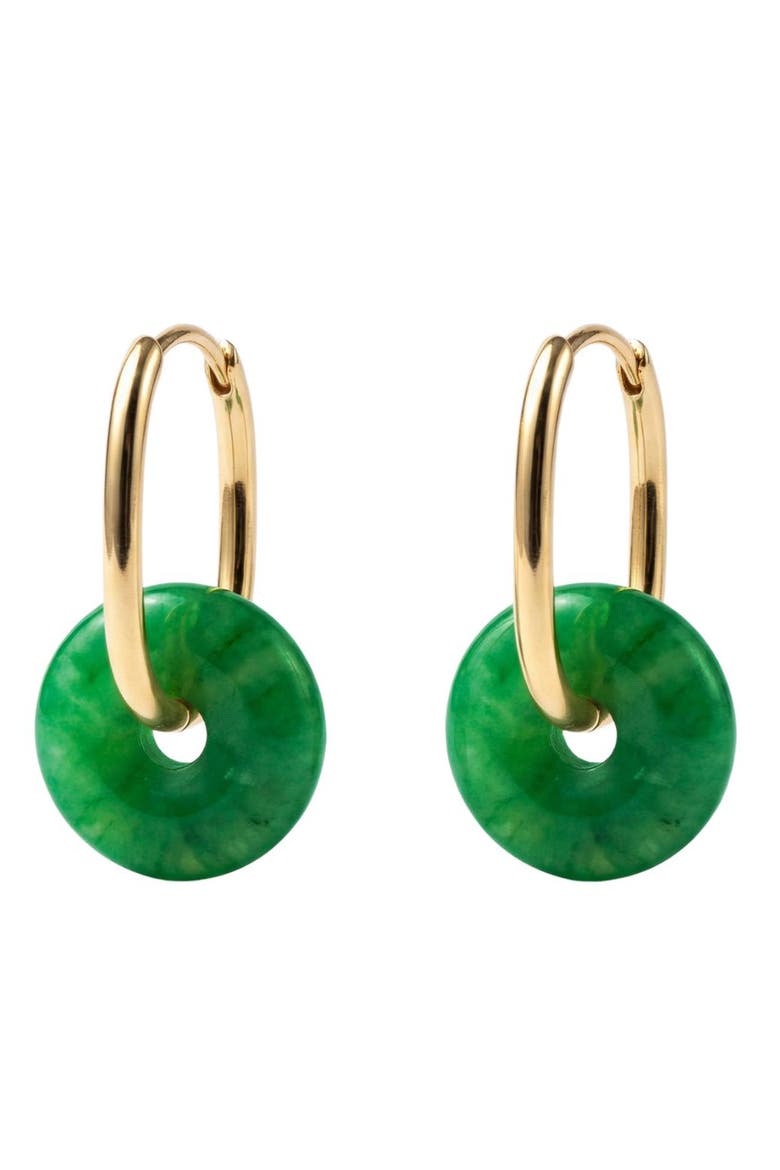 Willow Green jade stone hoop earrings, Main, color, Bright green