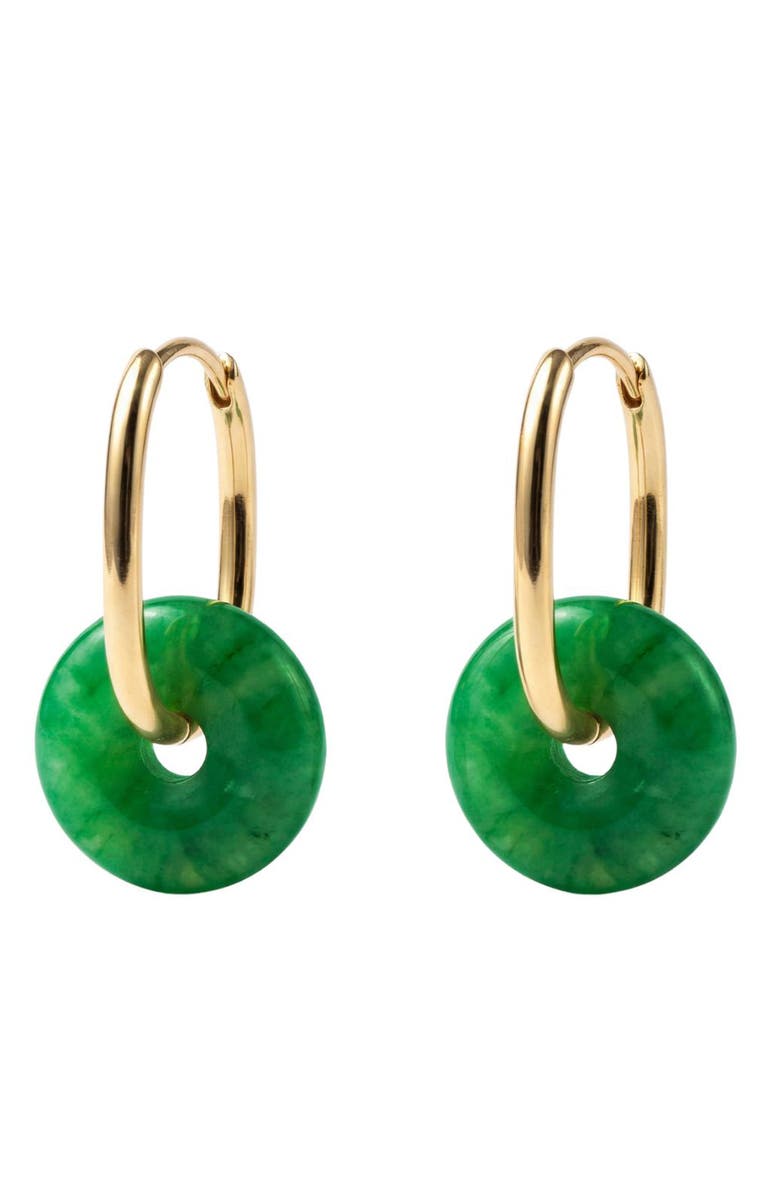 seree Willow Green jade stone hoop earrings, Main, color, Bright Green