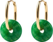 seree Willow Green jade stone hoop earrings