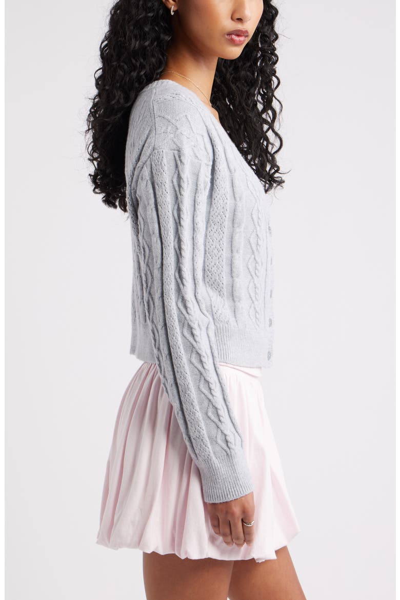 Mixed Stitch Cardigan, Alternate, color, GREY SOFT HEATHER