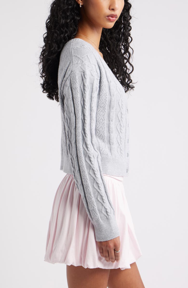 BP. Mixed Stitch Cardigan, Alternate, color, Grey Soft Heather