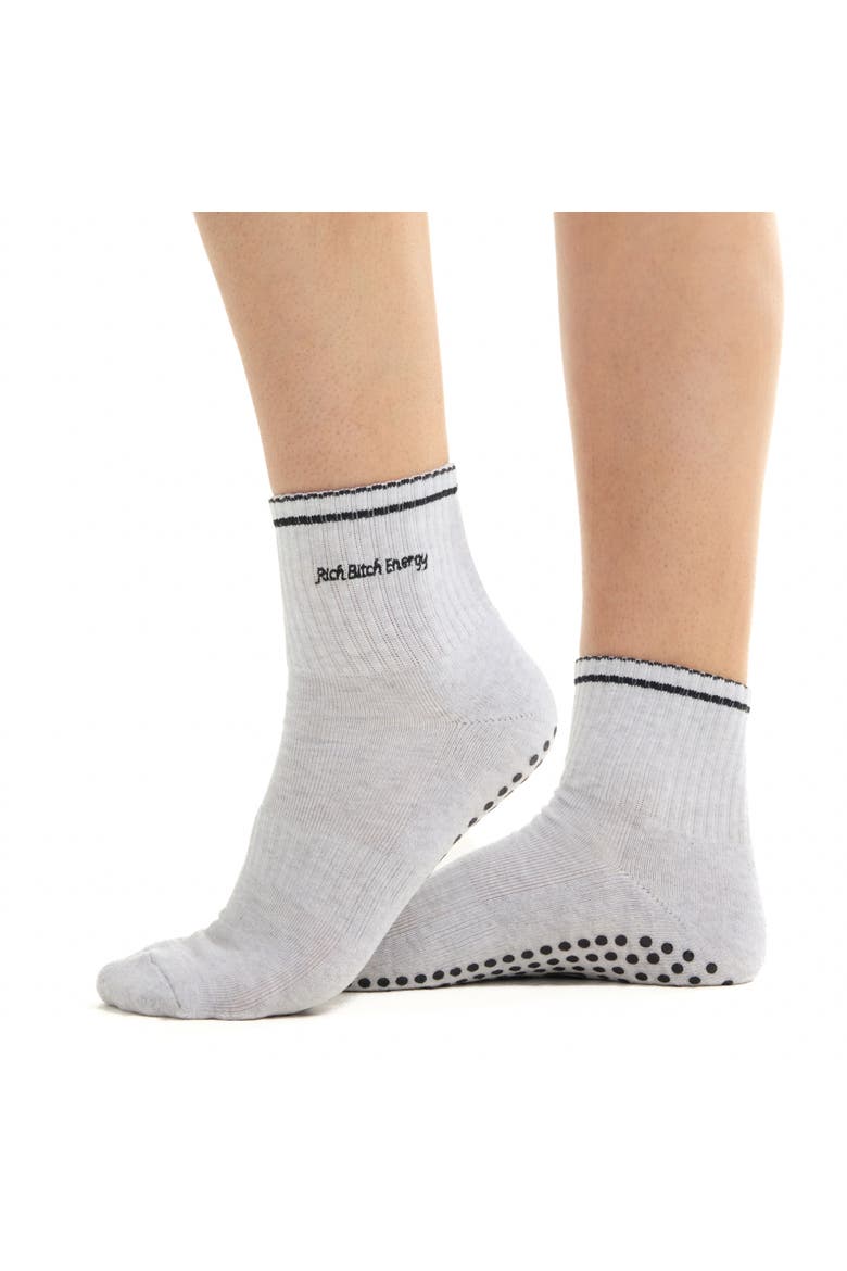 Rich Bitch Energy Ankle Grip Socks, Main, color, White