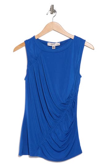 Catherine Malandrino Side Ruched Sleeveless Top In Blue