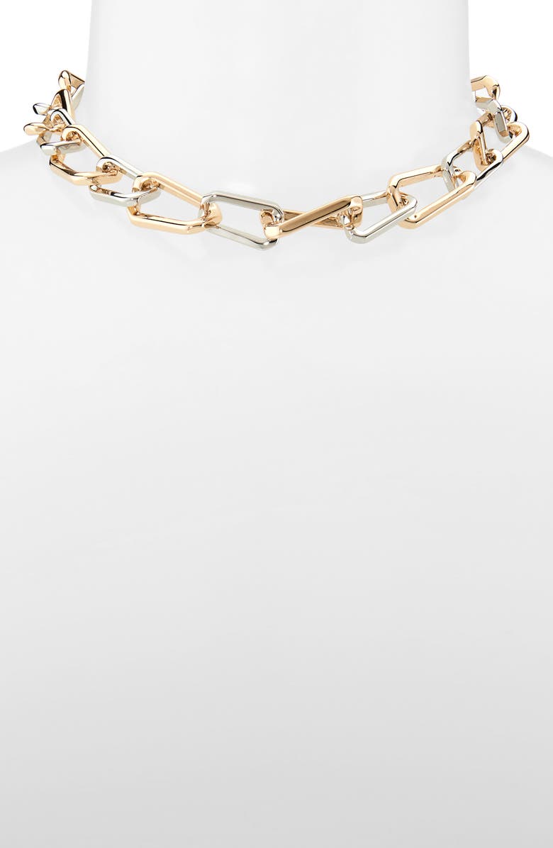 AllSaints Hex Chain Collar Necklace, Alternate, color,