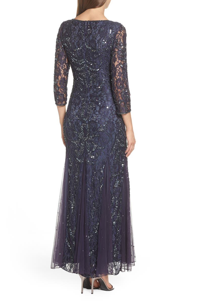 Pisarro Nights Beaded Lace Gown, Alternate, color, 