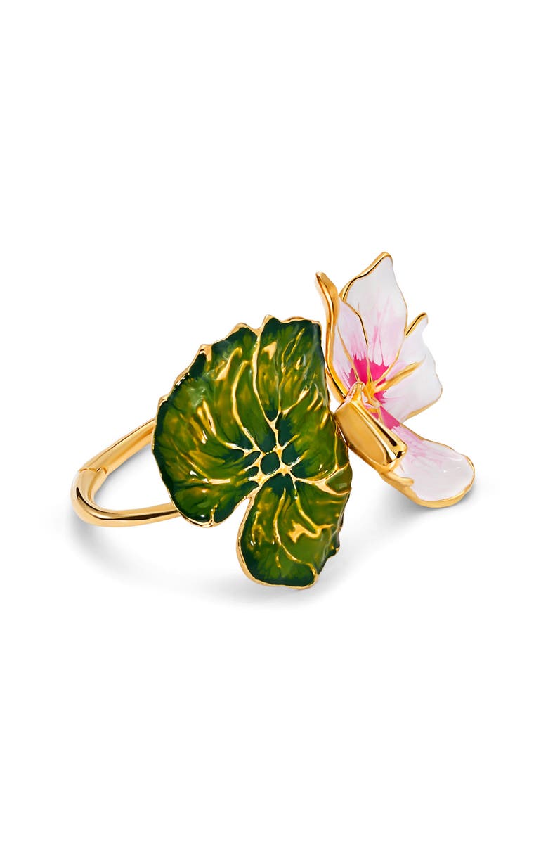 Oscar de la Renta Cyclamen & Leaf Enamel Cuff Bracelet, Alternate, color, Pink