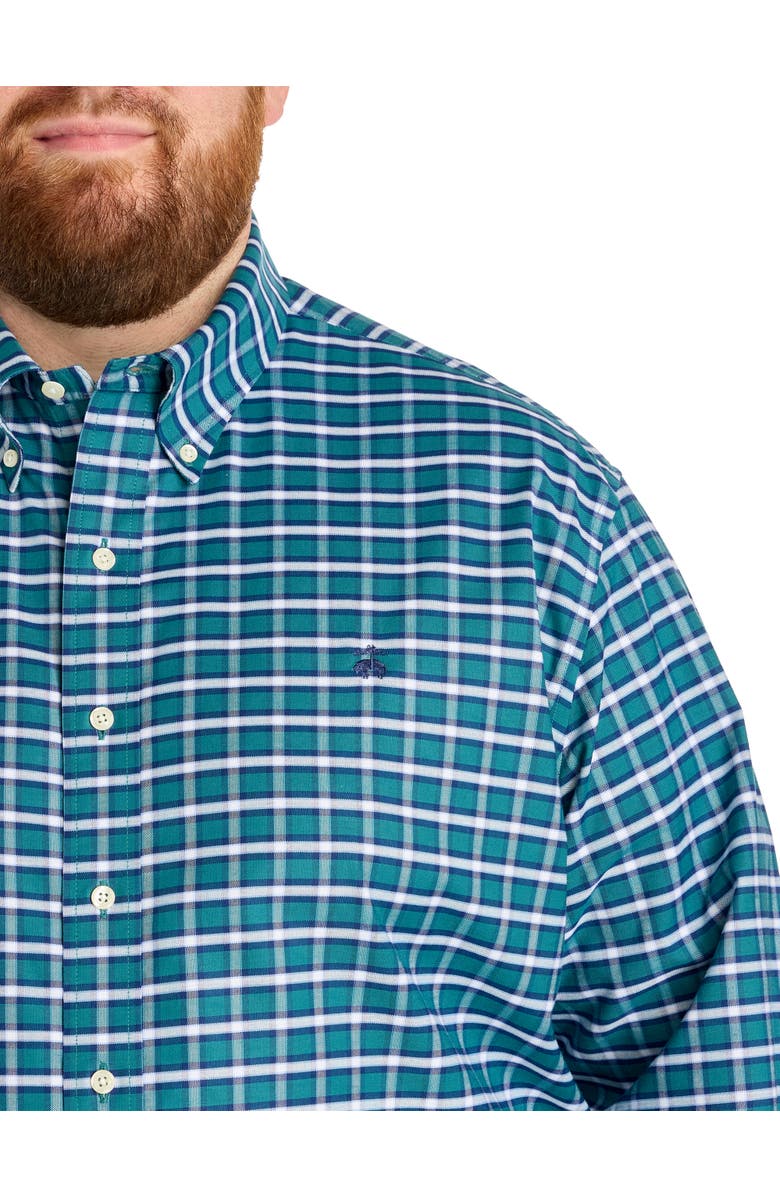 Brooks Brothers Big & Tall Non-Iron Plaid Sport Shirt V2, Alternate, color, Green Heron Plaid