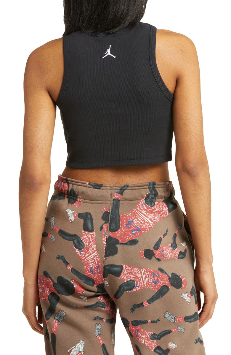 Jordan Crop Cotton Blend Tank Top, Alternate, color, Black