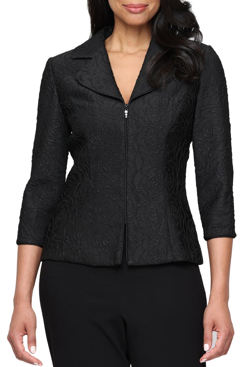 Textured Jacquard Jacket, Main, color, BLACK