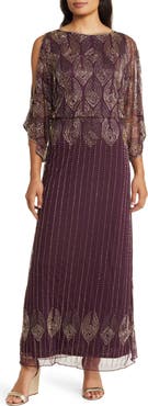 Pisarro Nights Beaded Cold Shoulder Cocktail Dress
