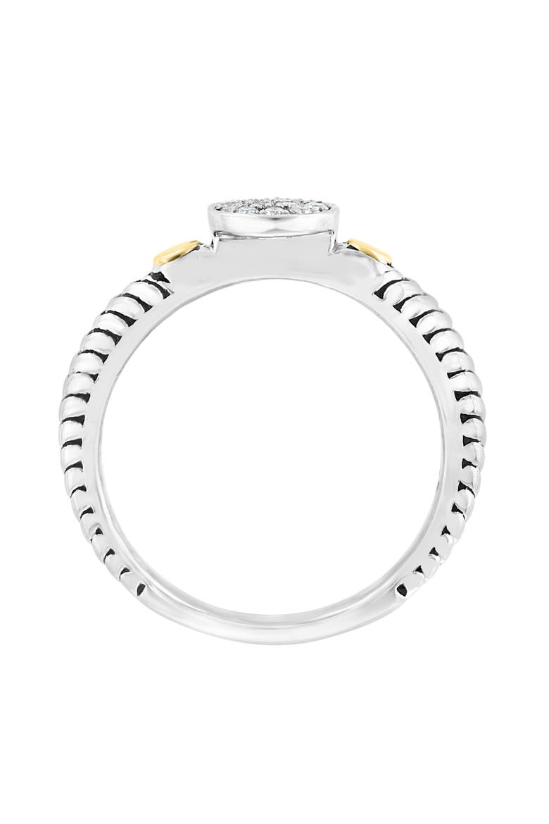 Sterling Silver & 18K Gold Pavé Diamond Ring - 0.09ct., Alternate, color, SILVER