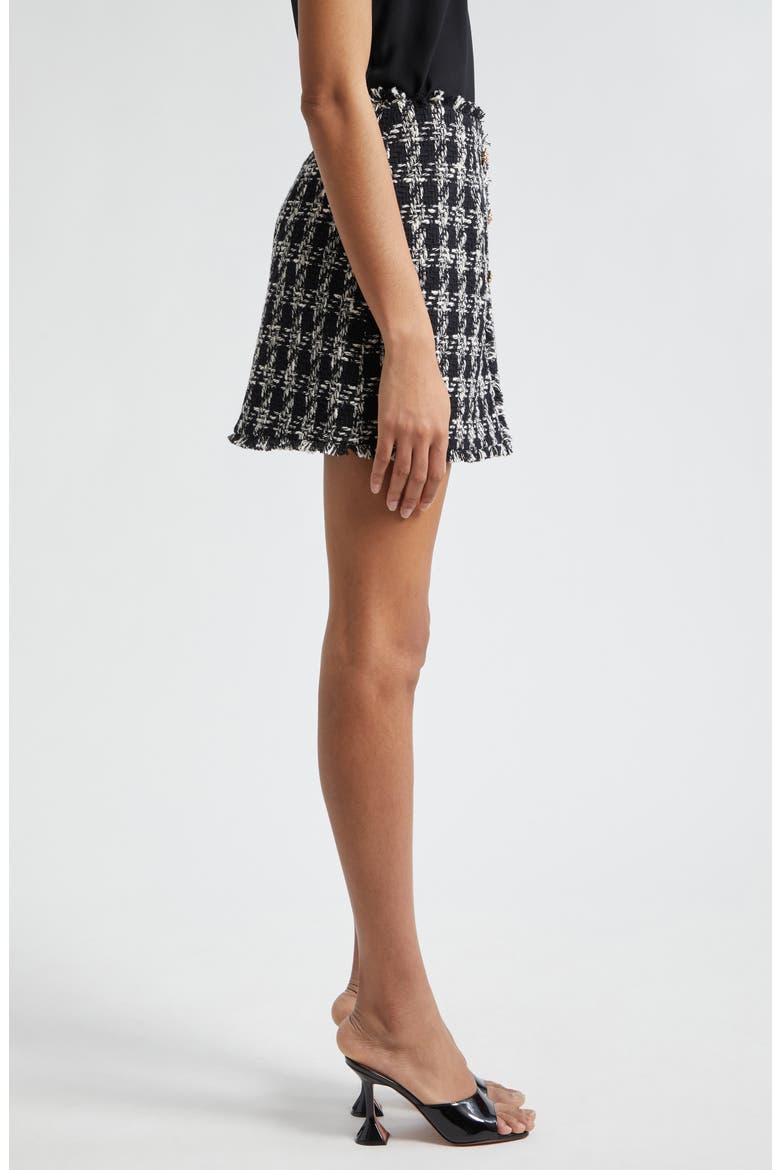 Adrienne Cotton Blend Tweed Miniskirt, Alternate, color, BLACK/ IVORY