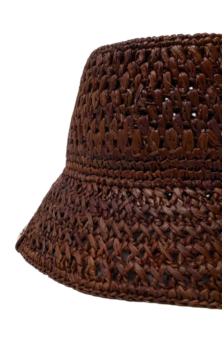maje Colourful natural raffia bucket hat, Alternate, color, Brown