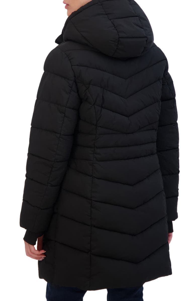 Sebby Water Resistant Hooded Long Puffer Jacket, Alternate, color, Black