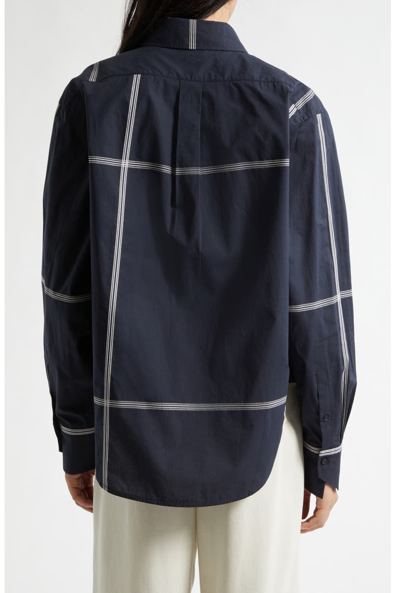 Saturday Asymmetric Check Cotton Button-Up Shirt, Alternate, color, SKY CAPTAIN